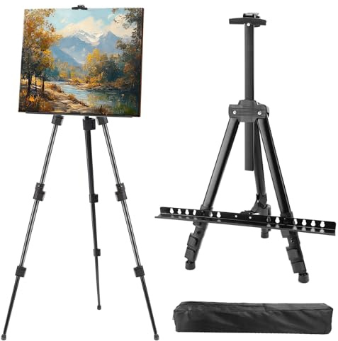 WPPQWP Staffelei Groß Schwarz Leinwand Ständer 43-168cm mit Tasche | Aluminiumlegierung Leicht und Langlebig für Erwachsene Kinder für Kunstausstellungen, Skizzen, Gemälde, Hochzeit