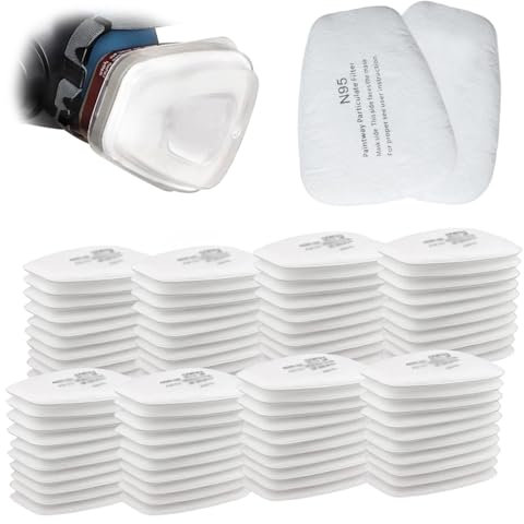 80 filtri per respiratore, filtro in cotone, 5N11CN particulate replacement filters, filtro a colori chimico, compatibile con i vapori organici, set per 6200, 7502, 6800, bianco