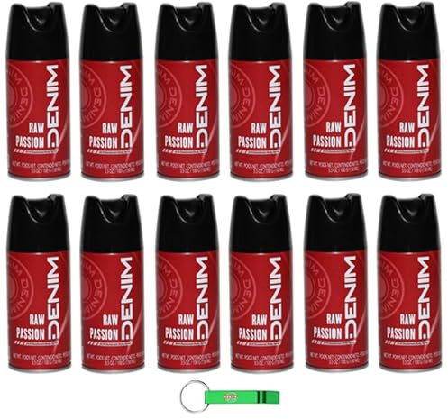 12x Denim Deodorante Spray Corpo Raw Passion - Körperspray-Deodorant - Klassisch maskulin, frisch und mit einem unverwechselbaren - Deo 150ml + Beni Culinari Kostenloser Schlüsselanhänger