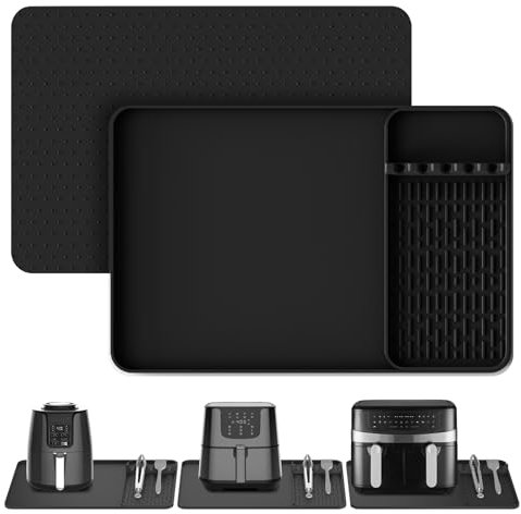 Hitzebeständige Silikonmatten für Arbeitsplatte, 61 x 40,6 cm, Luftfritteusenmatte mit Küchenzubehör, Halterung für Mikrowelle/Ofen, kompatibel mit Ninja/Cosori/Chefman/Toshiba