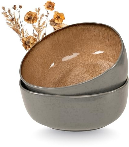 Moritz & Moritz ORGANIC Servierschalen Set Beige - 2x Große Schalen aus hochwertigem Steinzeug, Modern & Zeitlos, Mikrowellen- & Spülmaschinengeeignet - Perfekt für Salate, Pasta, Snacks & mehr