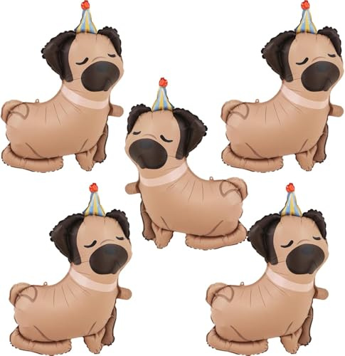 5 Stück Hund Folienballon, Ballon Tiere Hund, Luftballons Geburtstag Hunde, Helium Luftballons Hunde Ballons, Hund Luftballon für Kinder Geburtstag Baby Shower Hunde Tiere Thema Party Deko (B)