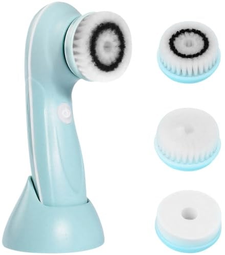 Elektrische Gesichtsreinigungsbürste 3 in 1, Borsten Gesicht Scrubber für Make-up Entfernung, wasserdicht, mit Schwamm