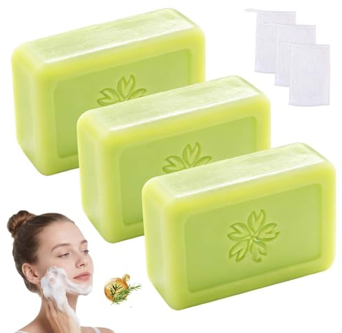 3 Pcs Tea Tree Soap Bar for Face and Body, Purifying Soap for Blemish-Prone Skin, Deep Cleansing Bar with Natural Tea Tree Oil, Controls Oil and Relieves Itchy Skin, Refreshing Scent, 3 x 100g