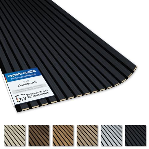 Akustiko Lamella Akustikpaneele 4 Stück 280x60cm - flexible Filz MDF Wandpaneele fugenlos - überlappende Holz Lamellenwand, TV Rückwand - Anthrazit Wandverkleidung (6.72m² Anthracite Ash)
