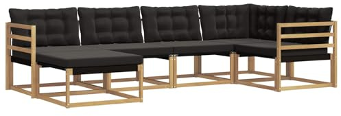 vidaXL Outdoor-Sofagarnitur mit Kissen 6 pcs Weiß und Schwarz, Garten-Sofa-Set, modernes Outdoor-Lounge, strapazierfähige Möbel, witterungsbeständiger Sitzplatz zum Entspannen