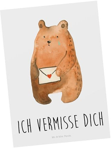 Mr. & Mrs. Panda Postkarte Bär Vermissen - Geschenk, Geschenkkarte, Grußkarte, Teddybär, Geburtstagskarte, Einladungskarte, Reise, Teddy, Freund,