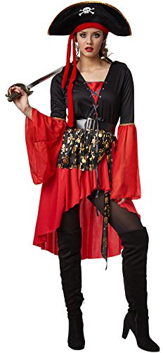 tectake dressforfun Frauenkostüm Piratenkönigin | Kleid im Vokuhila-Stil | Inkl. Zweispitz und Gürtel