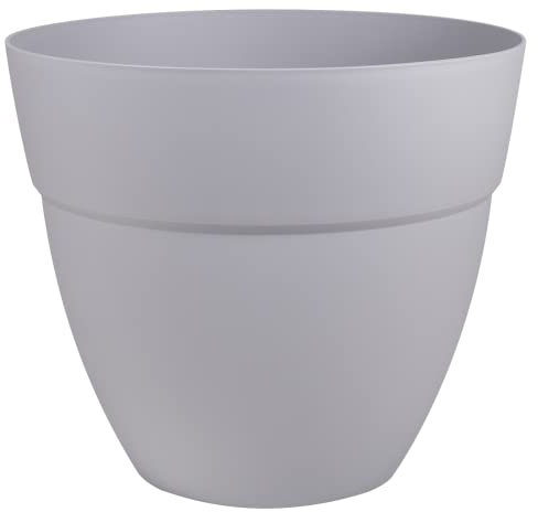EDA - Pot de Fleurs Rond Cancùn 11,7 L - Zone de Rétention d'eau - Ø 29,5 x 25,5 cm - Intérieur et Extérieur - Gris béton