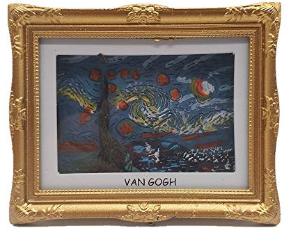 Kühlschrankmagnet mit 3D-Motiv: Die Sternennacht von Van Gogh, Niederlande, Kühlschrankmagnet und Desktop- und Tischdekoration, Dekoration für Zuhause und Küche