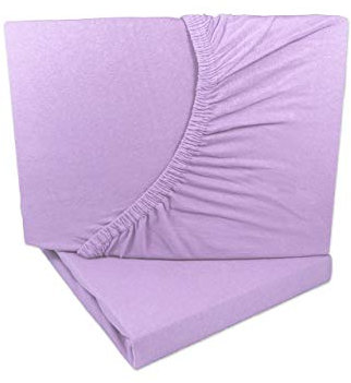 2er Pack Jersey Spannbettlaken 90x200-100x200 cm Flieder/hell lila 100% Baumwolle