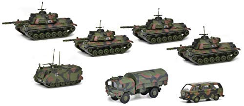 Schuco 452643300 - Set Panzerkompanie, 4x M48G, 1x M113, 1x MAN 5t GL, 1x VW Bus T3, Modellauto Set, 1:87
