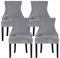 Leorate Dining Chair Covers Stretch Velvet Wingback Armchair Slipcovers Recliner Chair Protector for Kitchen Home Decor (Light grey, Pack of 4)