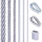 Seilwerk STANKE Rankhilfe Gardinenseil Wäscheleine Geländer PVC Drahtseil ummantelt verzinkt 50m 6x7 4mm, 4x Pressklemme, 2x Kausche Edelstahl