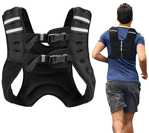 BITLIFUN Gilet lesté pour homme et femme, 3,6 kg/5,4 kg/7,3 kg/9,1 kg/11,3 kg, équipement d'entraînement pour l'entraînement, la course, le jogging, la marche, etc. – Noir, 9,1 kg