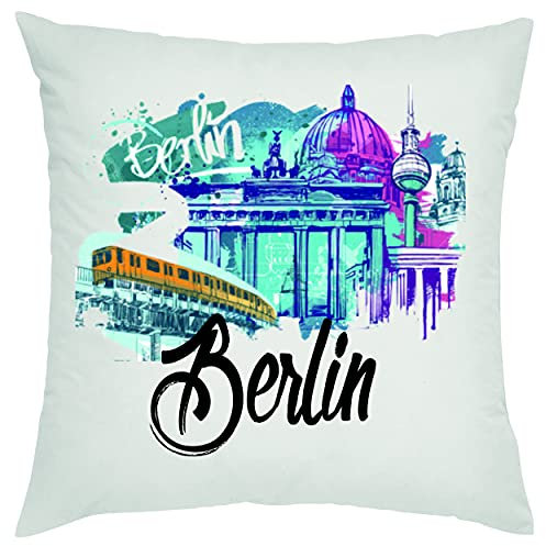 Crealuxe Berlin - Motivkissen Zierkissen, Sofakissen, bedrucktes Kissen, Baumwollkissen