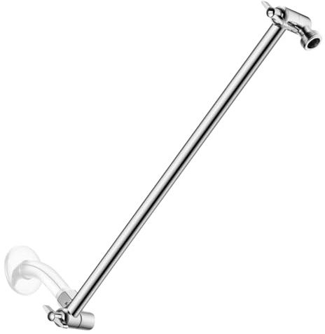 Singing Rain 15'' Solid Brass Chromed Shower Extension Arm with Locking Nuts, Height and Range Adjustable, G1/2 Universal Connector