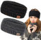 Winter Stirnband für Damen- Mädchen Gestrickte Haarreifen Verdicken Elastische Haarband Ohrenwärmer für Outdoor Sport, Einkaufen, Skifahren, Laufen, Joggen (Schwarz + Grau 2)