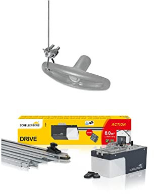 Schellenberg Garagentorantrieb DRIVE Action, 500N, 2x Funk-Handsender, Tore bis 8 m² + Schellenberg externe Notentriegelung für Garagentorantrieb | Sektionaltor