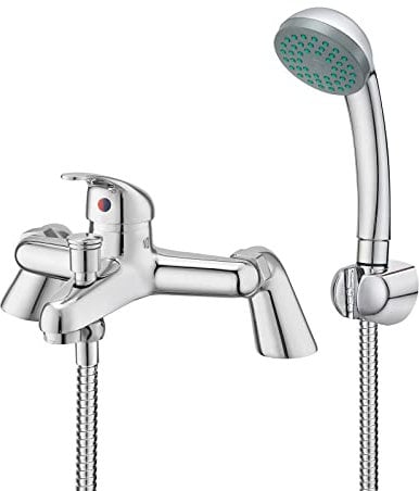 BATHWEST Grifos mezcladores modernos para baño con cabezal de ducha, cromados monomando monomando monomando para bañera de baño, grifos de llenado de latón H59, sin latón estándar del Reino Unido