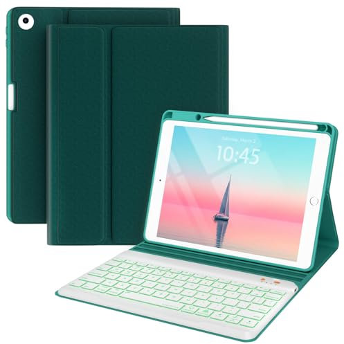 BLUTLOTUS Custodia con tastiera per iPad 5a/6a generazione 2017/2018, iPad Air 2 da 9,7 pollici con tastiera, tastiera retroilluminata wireless rimovibile rimovibile, custodia per tablet con