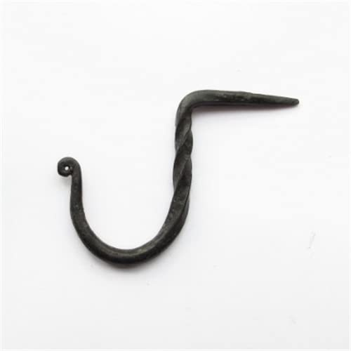 Castelion® Wrought Iron Cup Hook | Black Rustic Hook Ideal for Hanging Mugs and Pans | Iron Hardware Perfect for Traditional Homes | 32mm Deep Hook x 45mm High