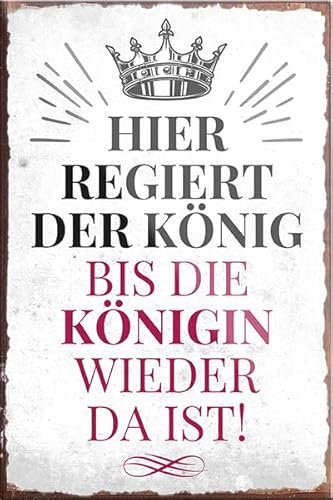 schilderkreis24 – Lustiger Spruch “Hier regiert der König Königin“ Magnet Deko Kühlschrankmagnet Humor witzige Geschenkidee Geburtstag Weihnachten Männer Frauen 9x6 cm