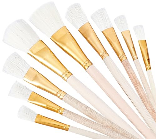 GORGECRAFT 9 Styles Vergoldungspinsel Goldblatt-Haarstaubpinsel-Set Essbare Blattgoldflocken Metallfolien-Pinsel Für Kunsthandwerksbedarf Malerei Schmuckherstellung