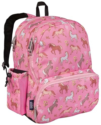 Wildkin 43,2 cm großer Kinderrucksack – strapazierfähige, leichte Schultasche für Jungen und Mädchen, Wilde Pferde, Large