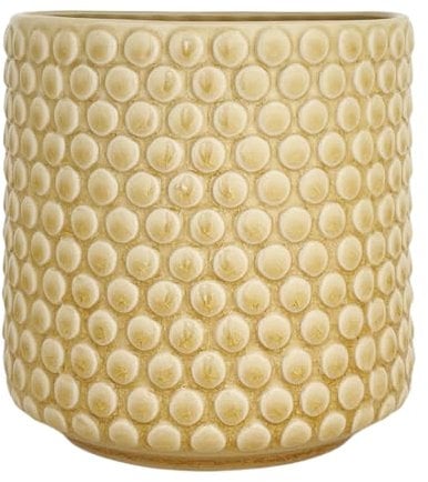Nordring Pot de Fleur Dotty - Pots de Fleurs décoratifs Couleur pour intérieur Style rétro créatif L (15,5 cm ø), Ivoire-Jaune, Céramique