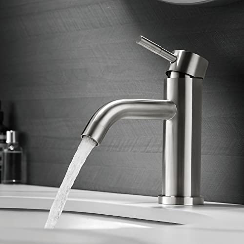 ZOOYYUE Wasserhahn Bad, 45° Auslauf, Waschtischarmatur, Warm und Kalt Einstellbar, Waschbecken Armaturen aus Edelstahl, mit Warmem und Kaltem 3/8 PEX Zulaufschlauch