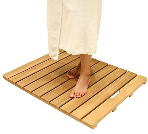 SHUITUKOUU Pedana Doccia in Legno,Tappetino da Bagno per Interni Ed Esterni, Tappetino per Vasca Idromassaggio, Tappetino da Bagno Duckboard, Personalizzabile,80x110cm/31x43in