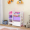 [en.casa] Kinderregal Vimianzo Bücherregal mit 4 Ablagefächern Bücherkiste 3 Faltboxen Spielzeugregal Einhorn-Motiv Weiß Lila Rosa Kinderzimmer Organizer Staufach