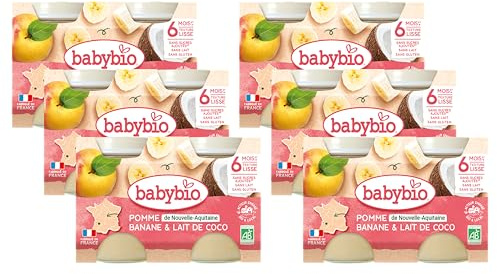 Babybio - Petits Pots Pomme Banane Coco - 2x130g - 6+ Mois - BIO - Lot de 6
