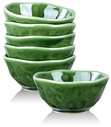 vicrays Kleine Dessertschalen-Set aus Keramik, 284 ml, 6 Stück, mikrowellen-, ofen- und spülmaschinenfest, für Reis, Eis, Suppe, Snacks, Müsli, Chili, Beilagen usw., Küchenschüssel-Set (grün)