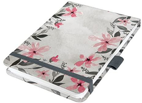 SIGEL JN398 Notizblock A6+, dotted, Jolie Loose Florals Grey, Hardcover, 79 Blatt, aus nachhaltigem Papier