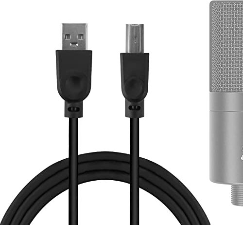GEEKRIA for Creators USB to USB-B Microphone Cable 8 ft / 250 CM, Compatible with FIFINE K670, K683A, T669, T732, K670B, K780A Mic Cord (Black)