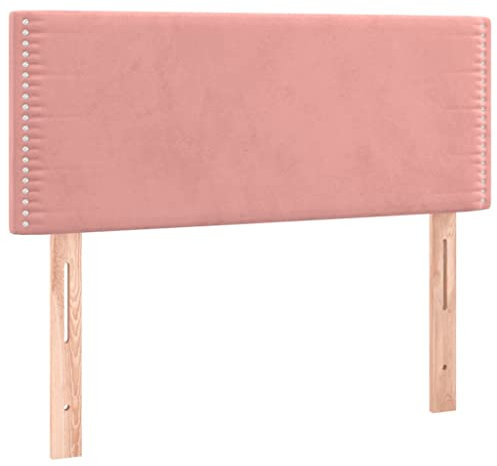 vidaXL LED Kopfteil, Bettkopfteil mit Holzbeinen, Höhenverstellbar Polsterkopfteil für Bett, Betthaupt Bettzubehör Schlafzimmer, Rosa 100x5x78/88cm Samt