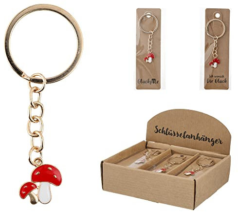 itsisa Schlüsselanhänger Pilz Glückspilz (2er Set) auf Karte - Glücksbringer, Taschenanhänger, Anhänger Glück, Schlüssel Figur