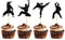 24 Pcs Schwarz Glitter Martial Arts Cupcake Toppers Karate Taekwondo Cupcake Picks für Kung Fu Thema Baby Dusche Geburtstag Party Kuchen Dekorationen Zubehör