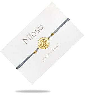 Milosa Armband Damen 925 Silber in Gold | Armkettchen Kompass, Travel Schmuck, filigranes Armbändchen aus Sterlingsilber, größenverstellbar