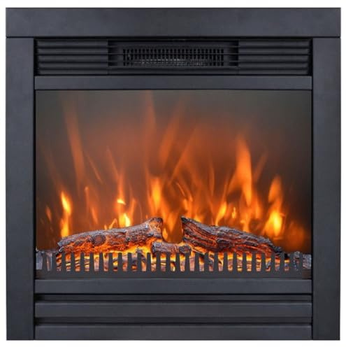 Casa Padrino caminetto Elettrico di Lusso da Incasso Nero 62 x 19,5 x A. 61 cm - Caminetto LED arredo Soggiorno con Telecomando - Mobili Soggiorno - Mobili di Lusso