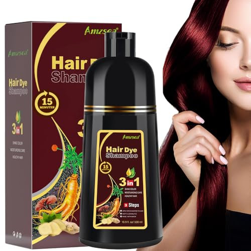 Instant-Shampoo für schwarzes Haar, Farb-Shampoo für graues Haar, natürliches Haarfärbe-Shampoo für schwarzes Haar, 3-in-1 für Männer und Frauen (Red Wine)