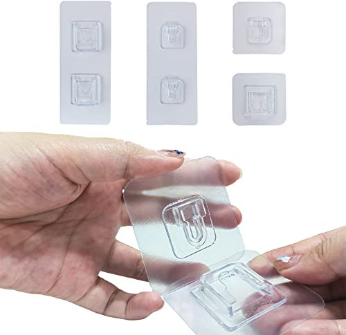Klebehaken 20 Stück Doppelseitige Klebende Wandhaken Magischer Haken Selbstklebende Klebehaken, Transparente Klebehaken,Geeignet für Küche, Bad, Wohnzimmer, Büro