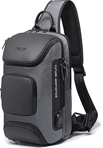 BANGE Sling Bag, Wasserdichte Herren Brusttasche Schultertaschen Crossbody Sling Rucksack für Herren, Sling Rucksäcke (Grau)
