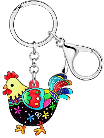 DALANE Acryl Huhn Schlüsselanhänger Henne Hahn Schlüsselring Bauernhof Tiere für Damen Mädchen Geschenke Tasche Dekor (Multi)