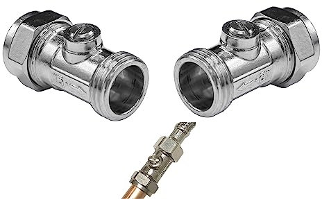 SK INFINITY | 15mm X 1/2inch Male Iron Flat Faced Isolating Valve for Tap Connector - Can be Used on hot or Cold Water Systems- WRAS Approved - Connector Flexi Pipes (Packs of 2)