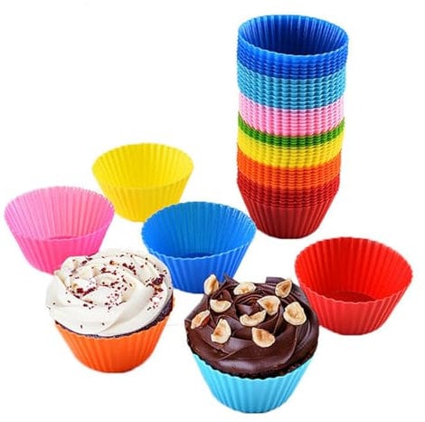 BAIYSFFG Silicone Muffin Cupcake Molds, Reuseable Cake Moulds,Nonstick Baking Cups for Yorkshire Pudding Tray, Deep Cupcake Tin, Bun Pan, Air Fryer Liners Bakeware,30 Count
