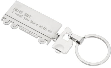 ECSiNG LKW Schlüsselanhänger für LKW Fahrer Sicherheitserinnerung Schlüsselanhänger silberfarben sicher fahren Schlüsselanhänger Zinklegierung Schlüsselanhänger 7 cm x 2,5 cm Englisch