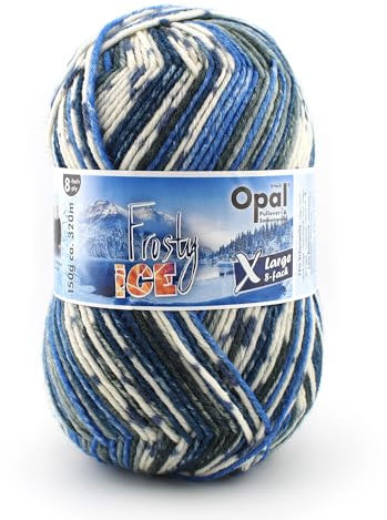 Opal XLarge Frosty Ice 8-fach Pullover-/u. Sockenwolle,150g/320m,75% Schurwolle (superwash)/25% Polyamid, (11352 gefrorener Bergsee)